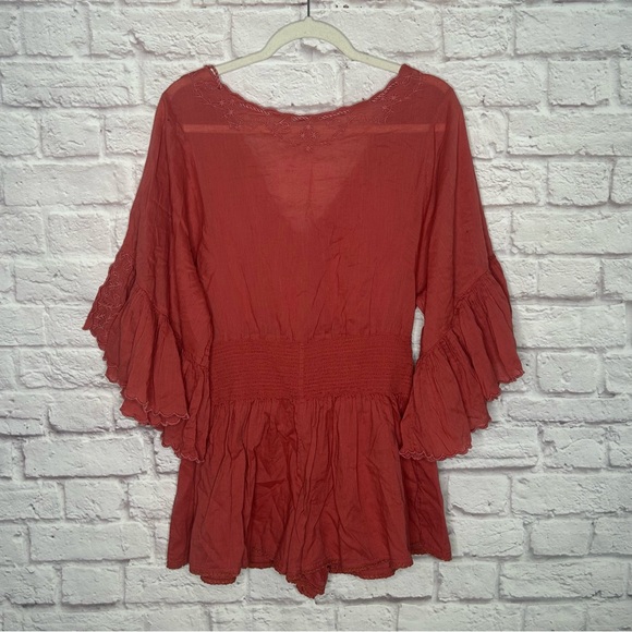 Free People Women's Far From Heaven Romper in Coral Red - Picture 7 of 16